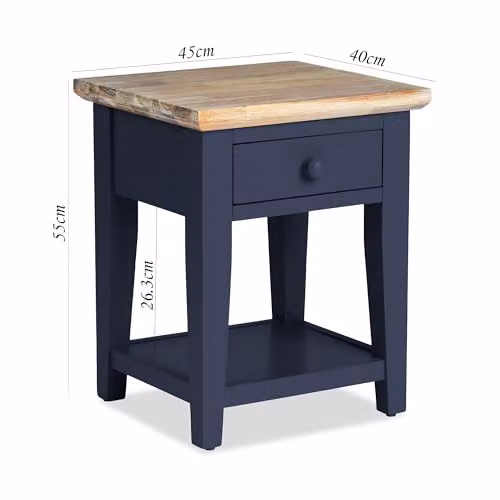 Statement Furniture Florence Wooden Sofa Table in Navy Blue with Drawer and Shelf, W/D/H: 40.0 x 45.0 x 55.0 cm – 2