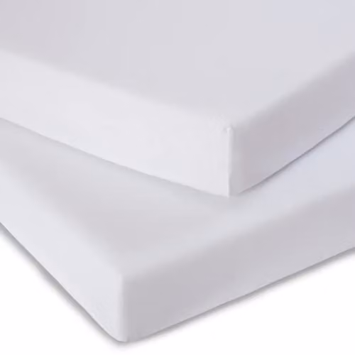 Clair De Lune White Cotton Jersey Fitted Cot Bed Sheets 2 Pack W/D/H: 137 x 67 cm