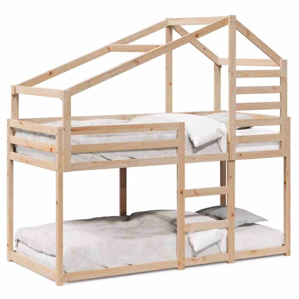 Berkfield Home Rustic Solid Wood Pine Bunk Bed in Brown, W/D/H: 90 x 200 cm – 2