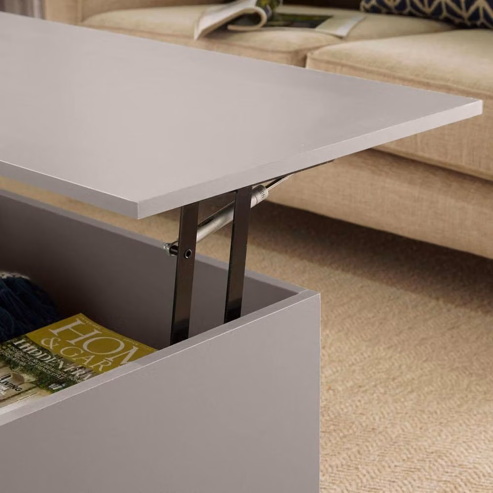 FORGEVIO Modern Grey Wooden Coffee Table with Lift-Up Top and Storage Drawers – 2
