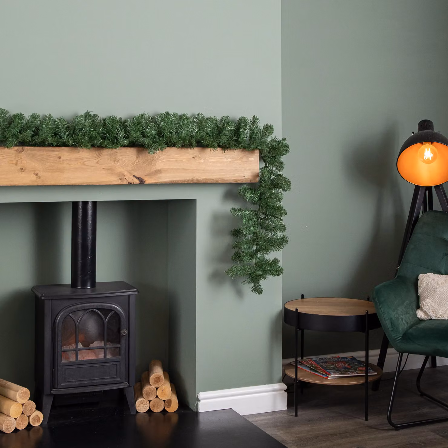 Samuel Alexander 2.7m Plain Green Imperial Pine Christmas Garland – 2