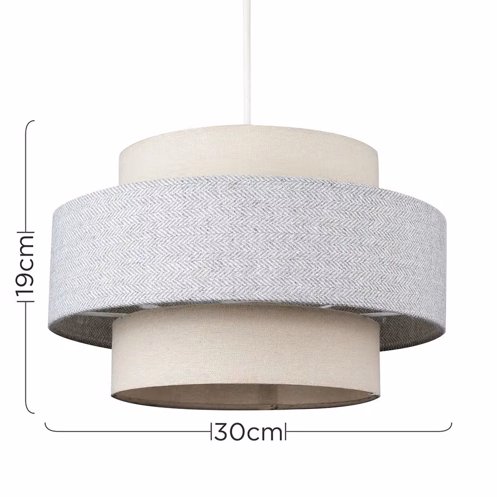 ValueLights Set of 2 Modern Grey Fabric Cylinder Ceiling Pendant Shades, Width: 30 cm – 2