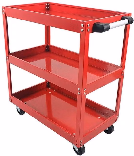 NESTLUNE 3 Tier Heavy Duty Workshop Garage Mechanic Trolley in Red