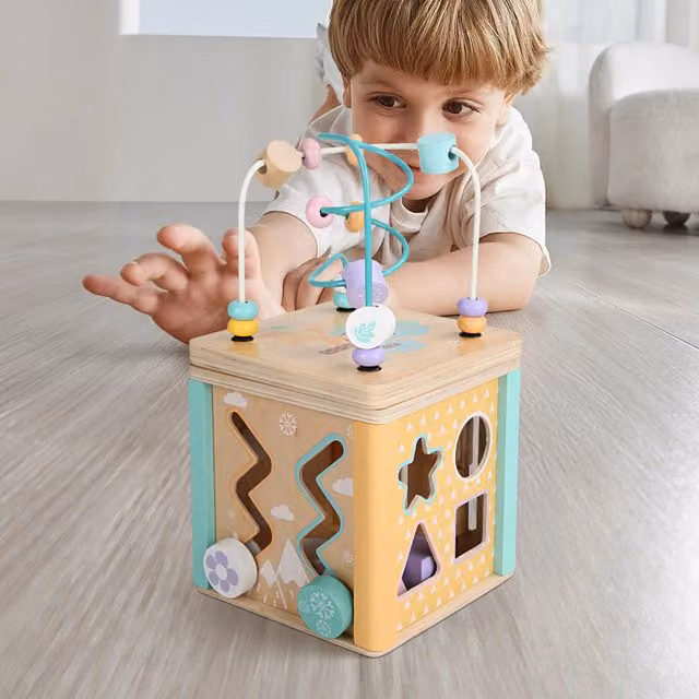 Livingandhome Montessori Educational Wooden Toy for Kids in Multicolour and Brown