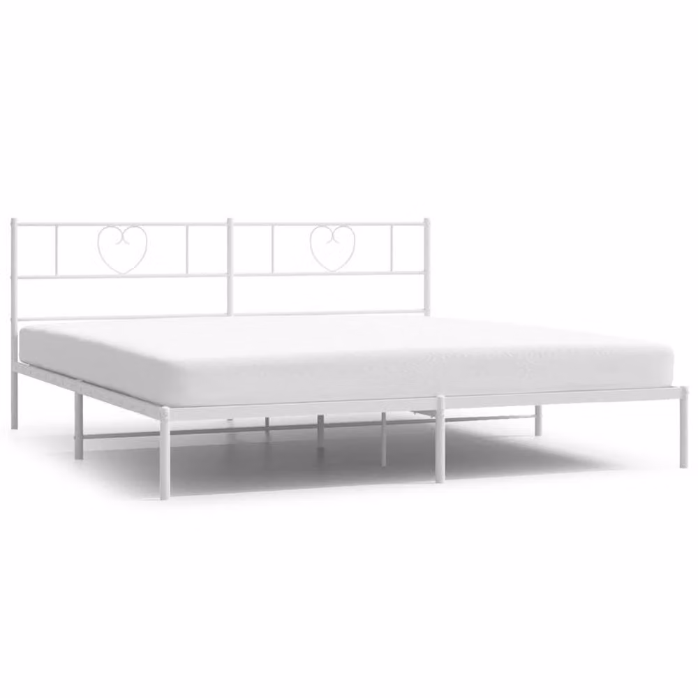 Berkfield Home Metal Bed Frame with Headboard in White, W/D: 200 x 200 cm – 2
