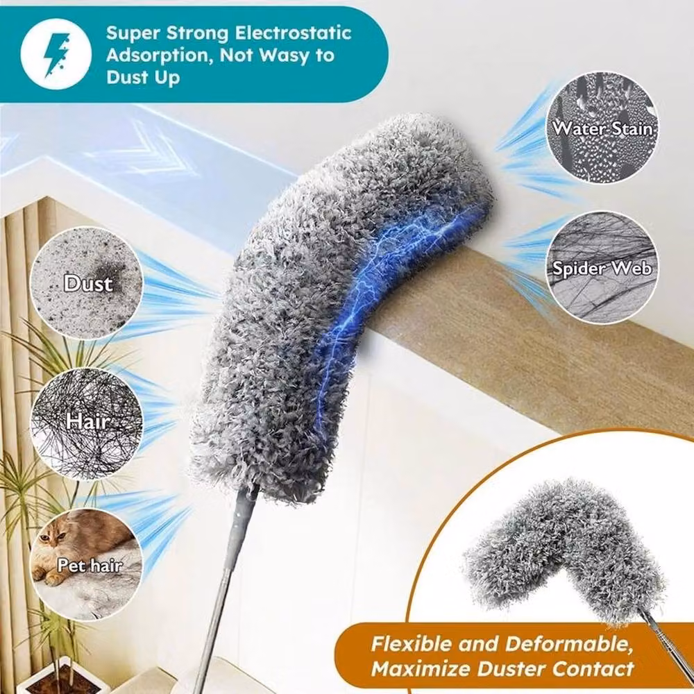 EONLION Grey Extendable Microfibre Feather Duster with Telescopic Handle, 100 cm – 4