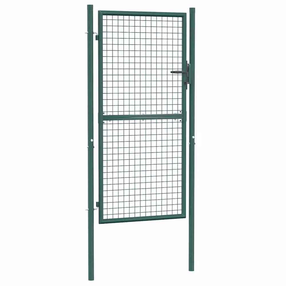Berkfield Home Durable Steel Single Swing Fence Gate, Green, W: 100 cm, H: 175 cm – 2