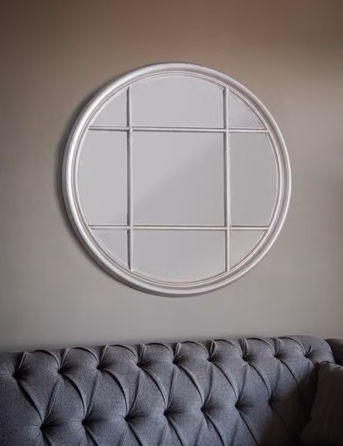 Gallery Direct Eccleston Extra Large Round Vintage Wall Mirror in Silver