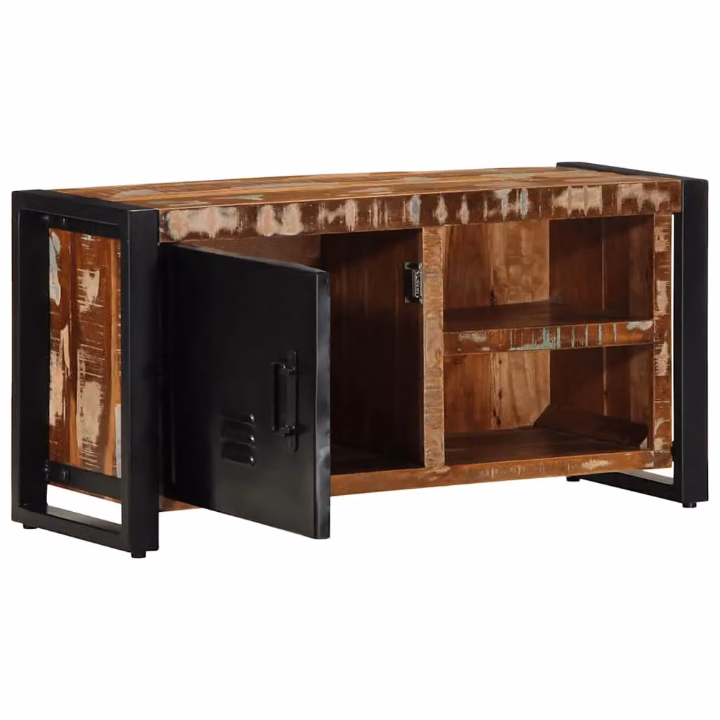 Berkfield Home Industrial Solid Wood Reclaimed TV Cabinet in Brown, W/D/H: 80 x 30 x 40 cm – 2