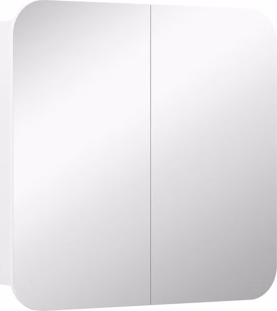 HOMCOM White Wall Mounted Arched Bathroom Mirror Cabinet with Glass Hinged Doors and Adjustable Internal Shelves