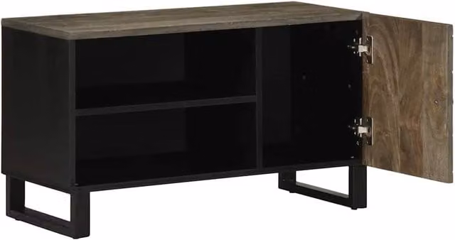 Berkfield Home Black Mango Wood TV Cabinet W/D/H: 80 x 33 x 46 cm – 1