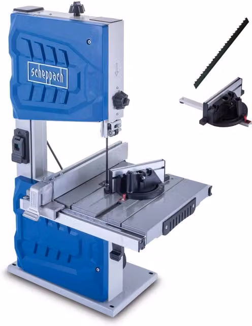Scheppach HBS261 Blue Benchtop Bandsaw with 550W Motor and Dual Speed