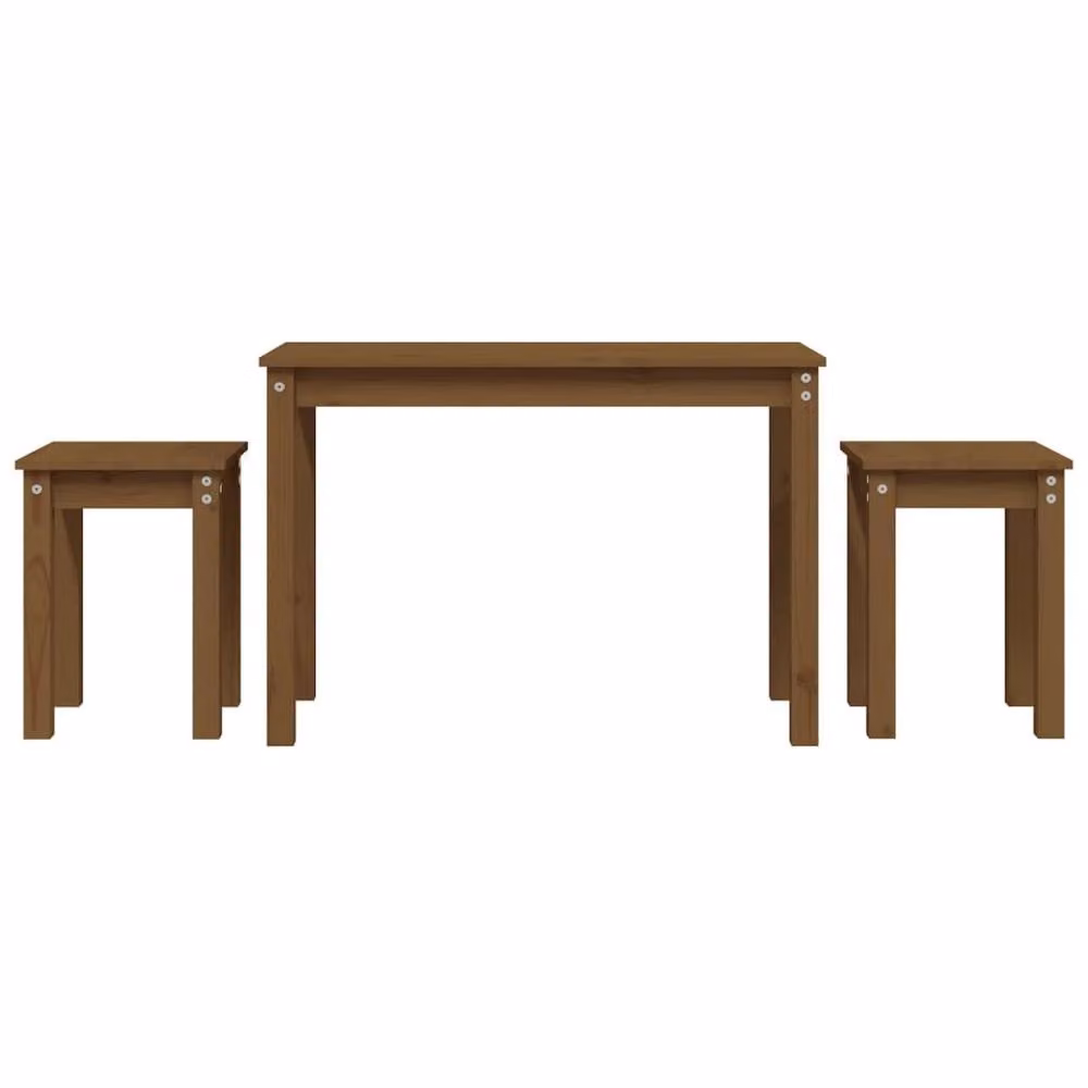 Berkfield Home Nesting Tables, 3 Piece Set in Honey Brown Solid Pine Wood, W/D/H: 55 x 40 x 40 cm, 40 x 40 x 40 cm and 40 x 40 x 40 cm – 2