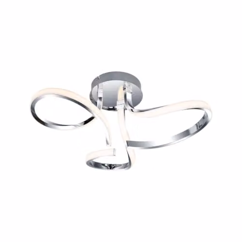 Cosylyte Moss 3 Light LED Modern Curved Ceiling Light in Chrome, W/D/H: 52 x 52 x 22 cm
