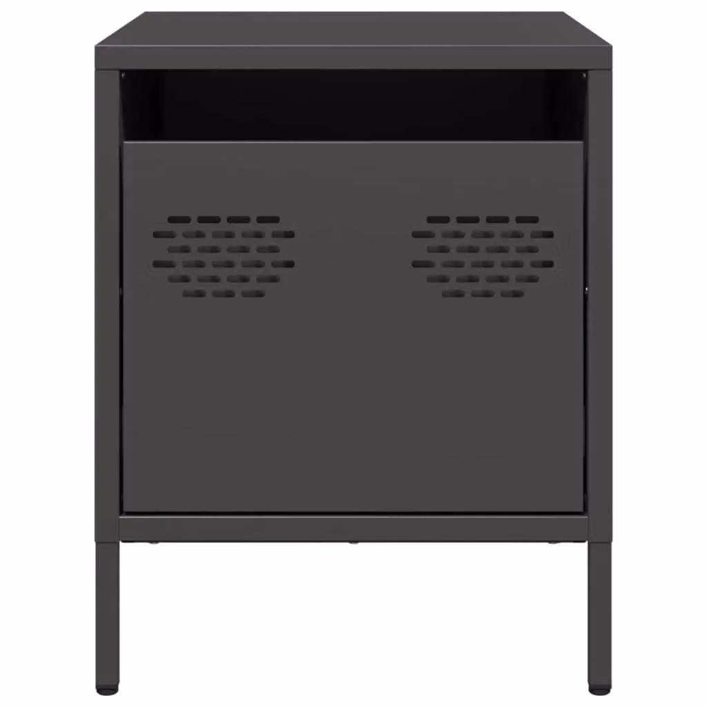 Berkfield Home Set of 2 Black Steel Bedside Cabinets, W/D/H: 35 x 39 x 43.5 cm – 4