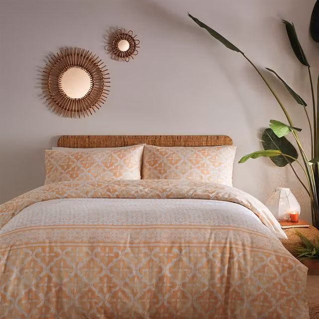 Charlotte Thomas Medina Moroccan Graphic Duvet Cover and Pillowcase Set, Pink, W: 90 cm, H: 200 cm
