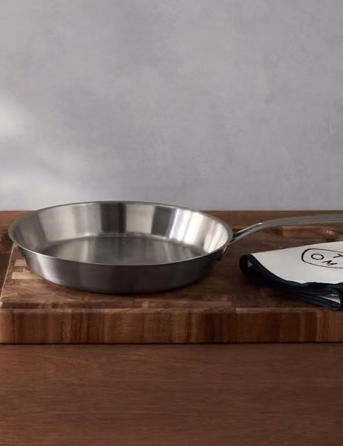 M&S x Tom Kerridge Stainless Steel and Copper Frying Pan, Silver, 28 cm