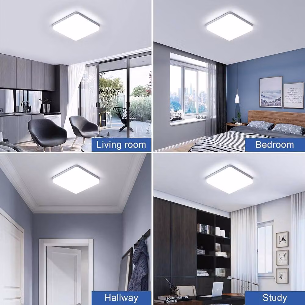 Goeco White Square LED Ceiling Light, 36W, 6500K Cool White, IP44 Rated – 4