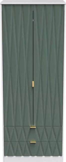 Ready Assembled 2 U Dallas Green 2 Door and 2 Drawer Wardrobe with Gold Details