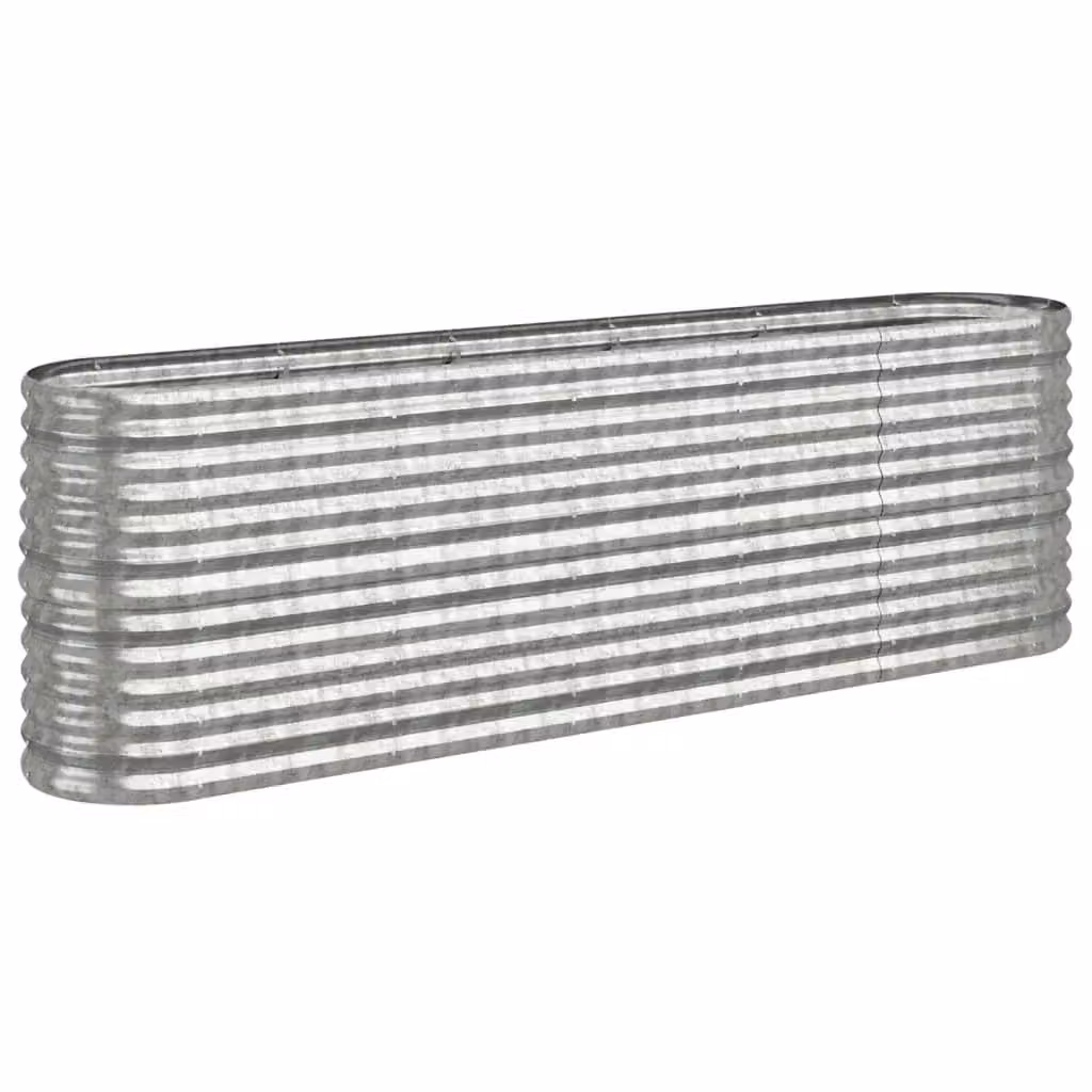 Berkfield Home Garden Powder-coated Steel Raised Bed in Silver, W/D/H: 224 x 40 x 68 cm – 2