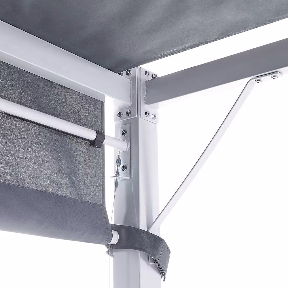 Wyld and Coco Grey Steel Frame Pergola with Fabric Canopy and Solar LED, W/D/H: 310 x 310 x 215 cm – 3