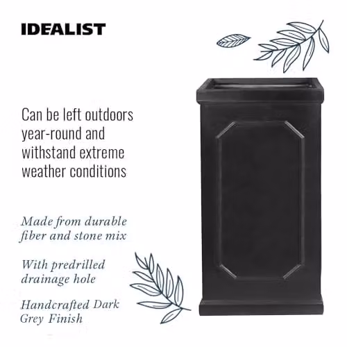 IDEALIST Small Grey Stone Planter Pot, Height: 52 cm, Volume: 30 l – 8
