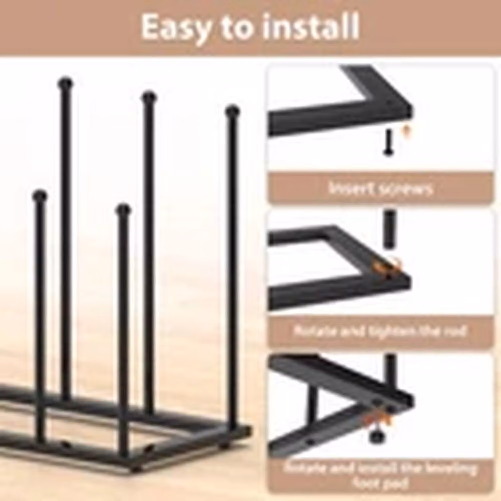 EONLION Two-Tier Metal Wellington Boot Holder and Shoe Rack in Black, H 71.0 x W 40.0 x D 12.0 cm – 3