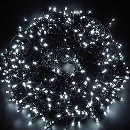 Shatchi 750 LED Cool White Christmas Fairy String Lights with Green Cable and Auto Timer