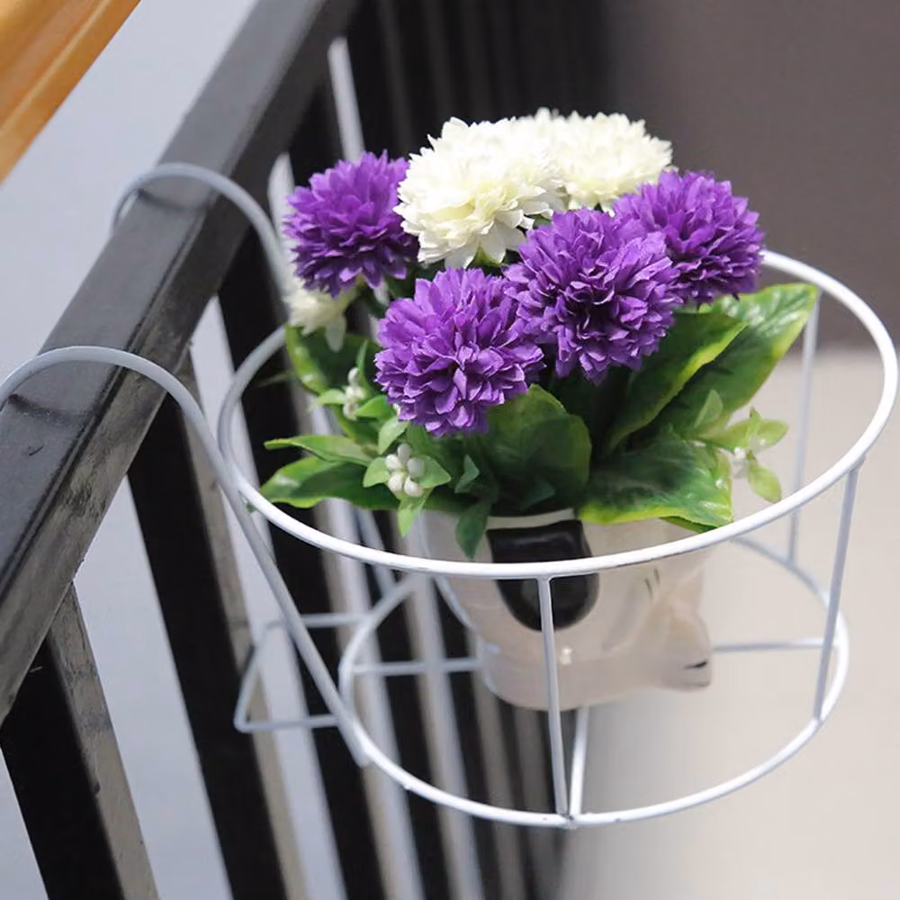 Living and Home White Metal Hanging Plant Pot Stand Holder, Depth: 22 cm – 2