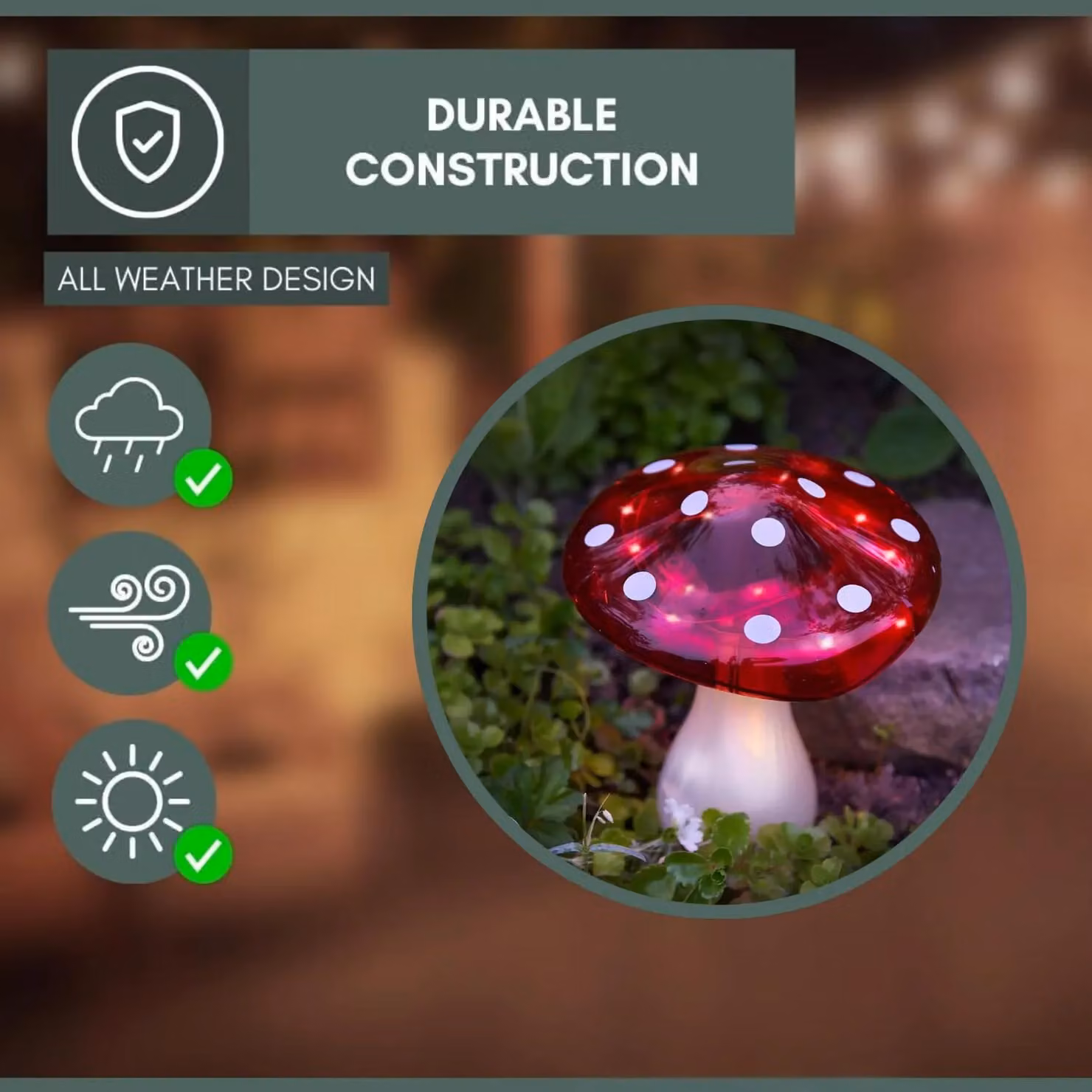 Marco Paul Red Solar Powered Mushroom Garden Ornament with Dusk Sensor – 5