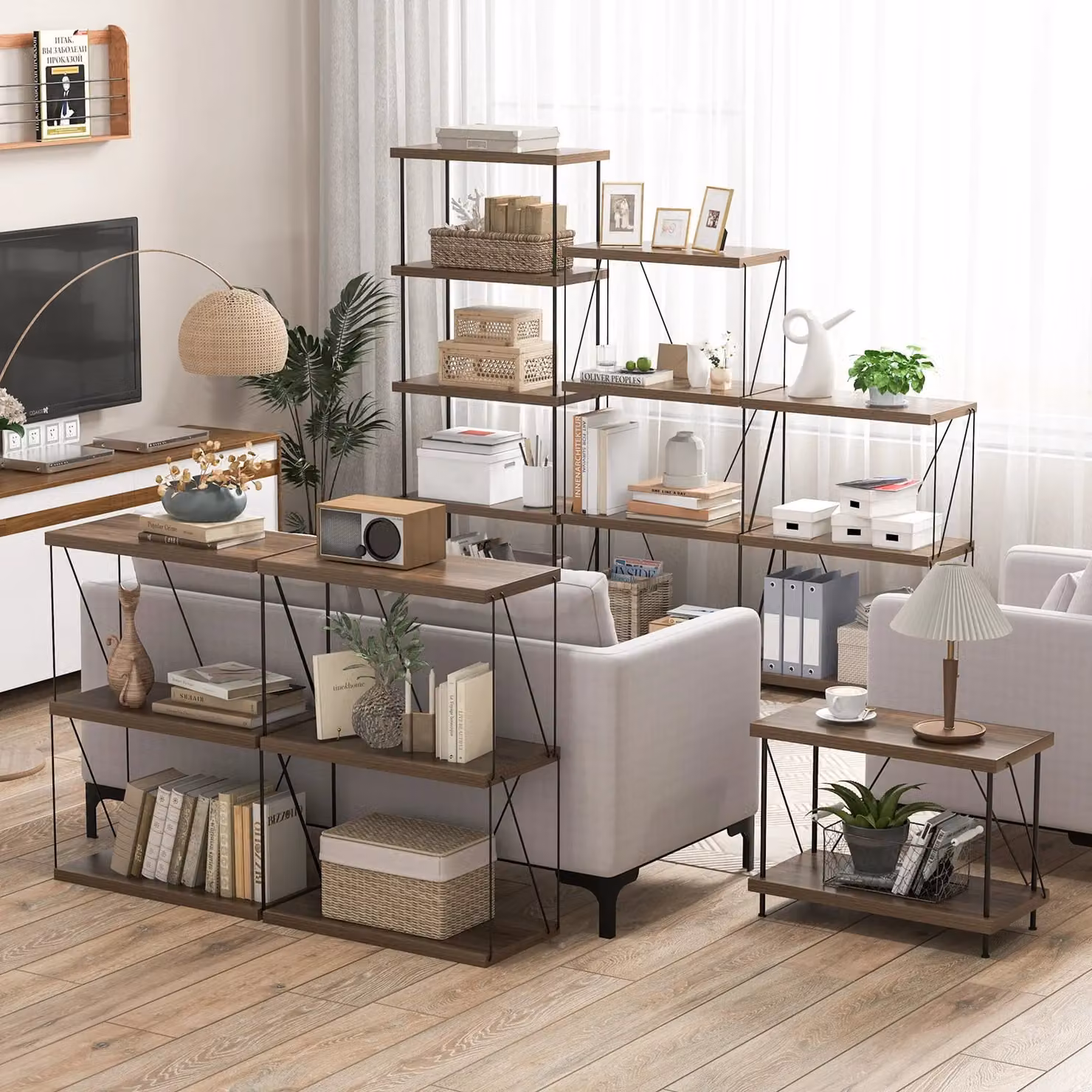 Costway 4-Tier Industrial Multipurpose Display Rack and Storage Shelving Unit in Brown – 3