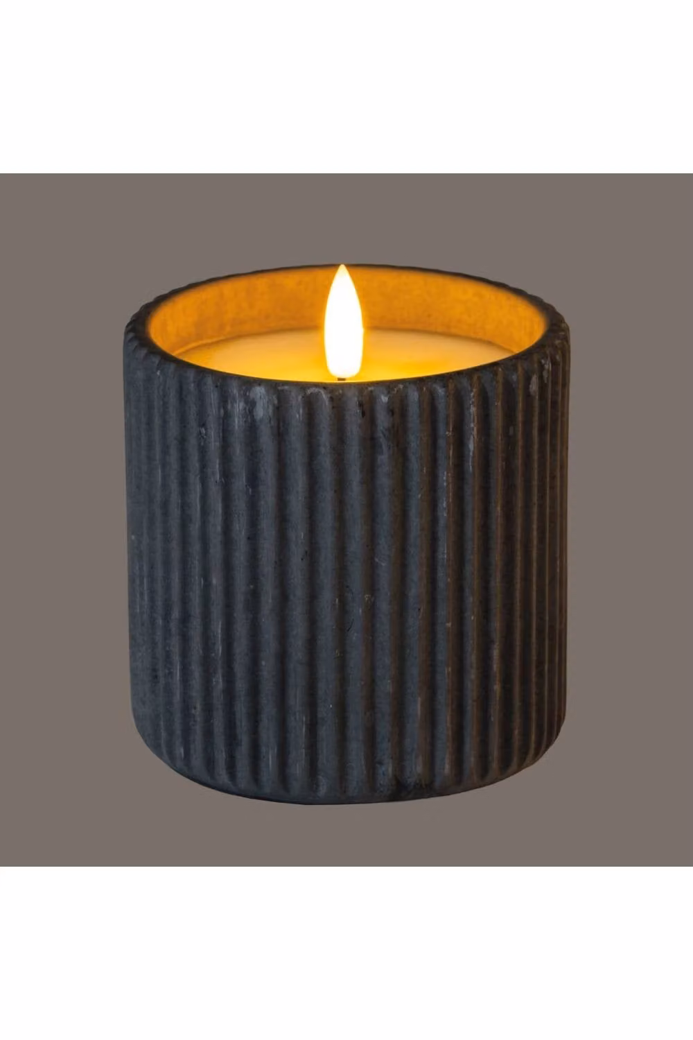 KDMD Luxe Collection Grey Ribbed Large LED Pillar Candle with Timer – 2