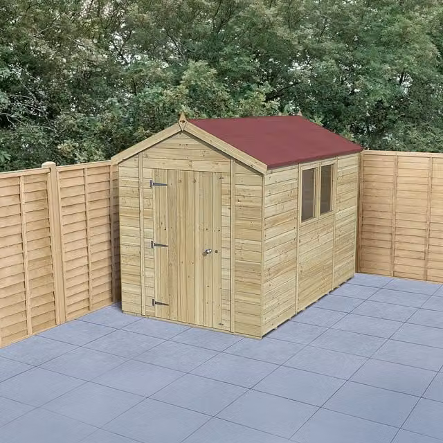 Forest Garden Timberdale Pressure Treated Apex Shed with Base in Brown