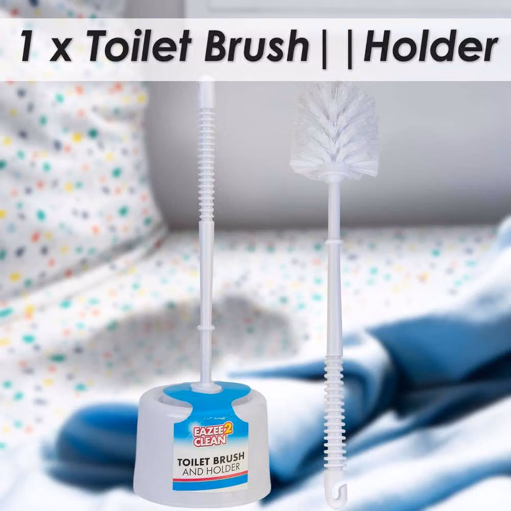 VFM e-Store White Plastic Toilet Brush and Holder, Height: 35 cm, Width: 10 cm, Depth: 10 cm – 2