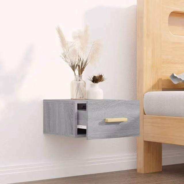 Berkfield Home Wall-mounted Bedside Cabinet in Grey Sonoma, W/D/H: 35 x 35 x 20 cm – 1