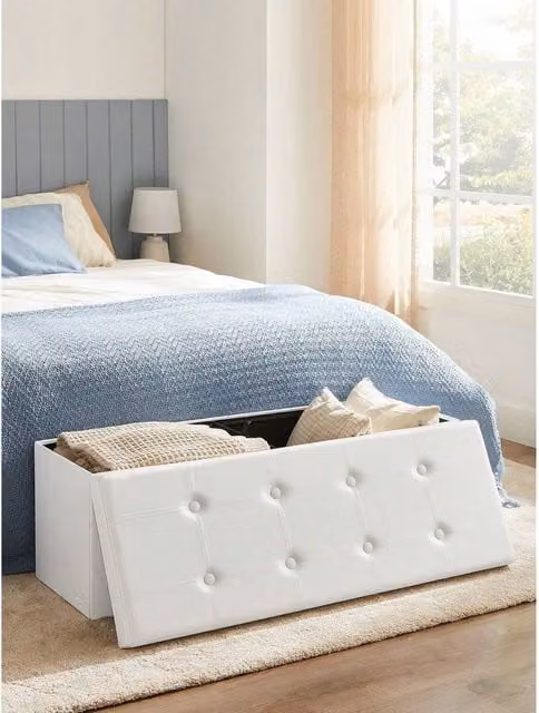 SONGMICS White Cube Storage Ottoman, W/D/H: 110 x 38 x 38 cm