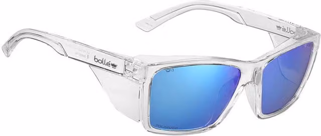 Bolle STKS 420 Safety Glasses with Crystal Frame and Blue Flash Mirrored Lenses