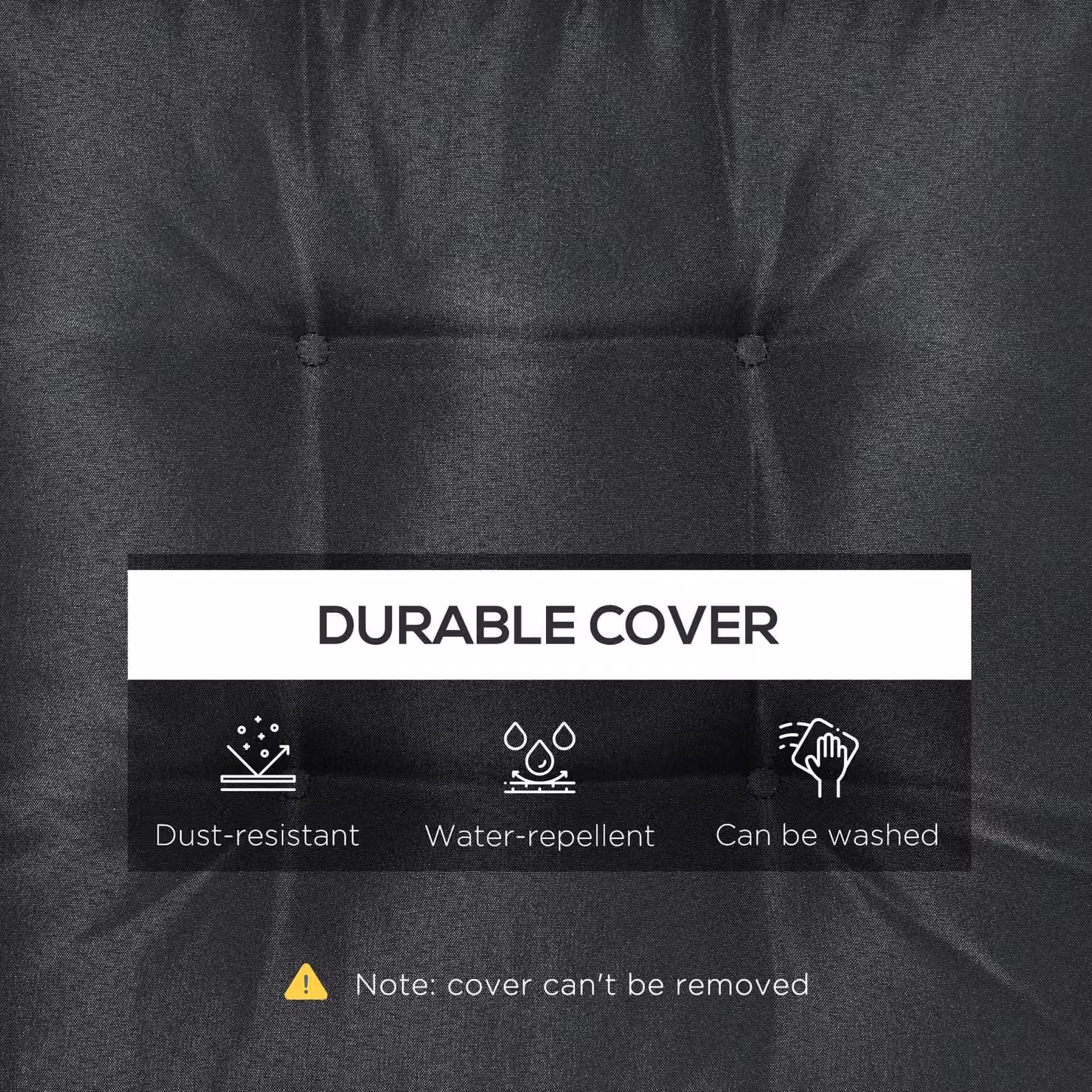 Outsunny Replacement Square Garden Seat Cushion Pad with Ties, Black, W/D: 40 x 40 cm – 4