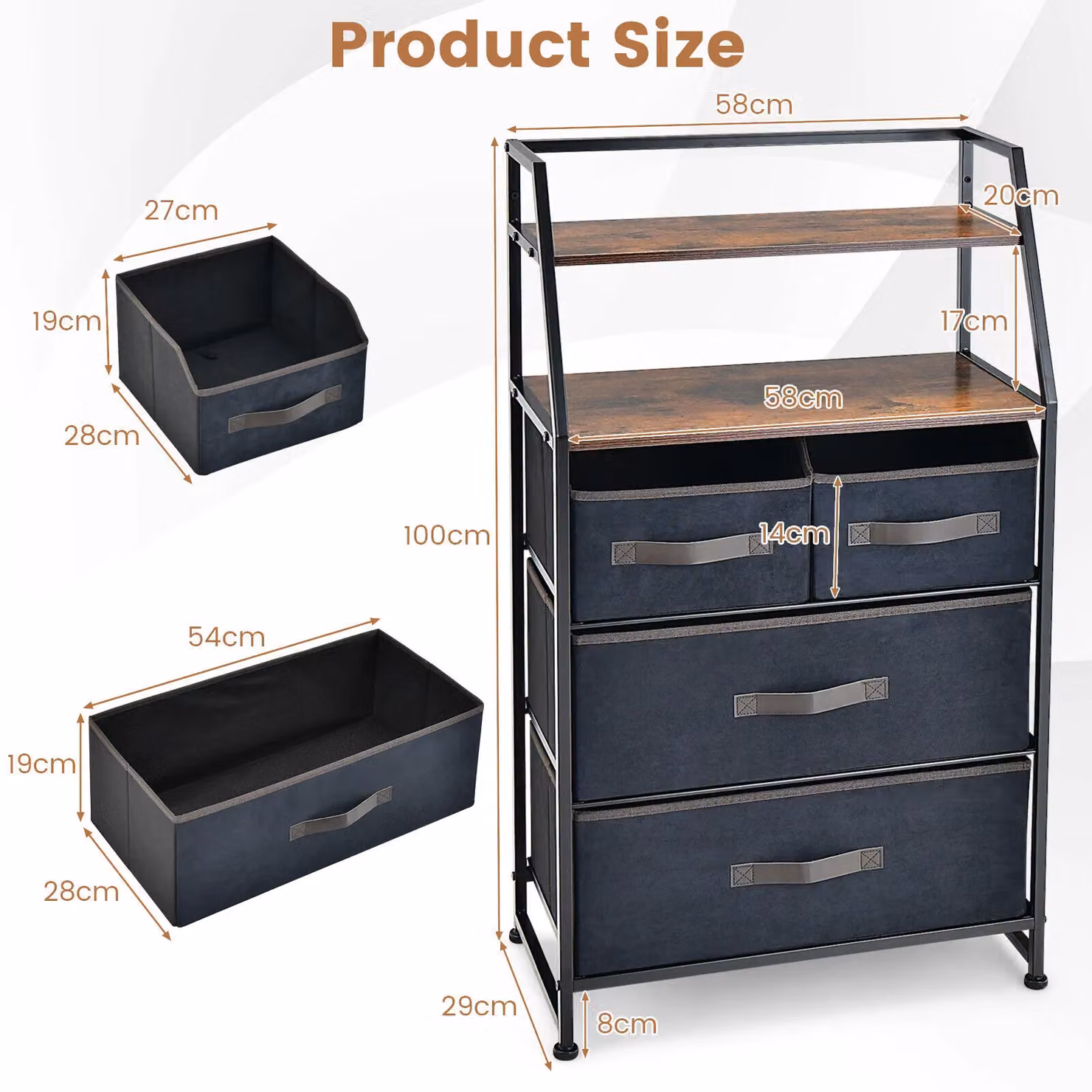 Costway Brown Industrial Freestanding Chest of Drawers and Bedroom Storage Cabinet – 2
