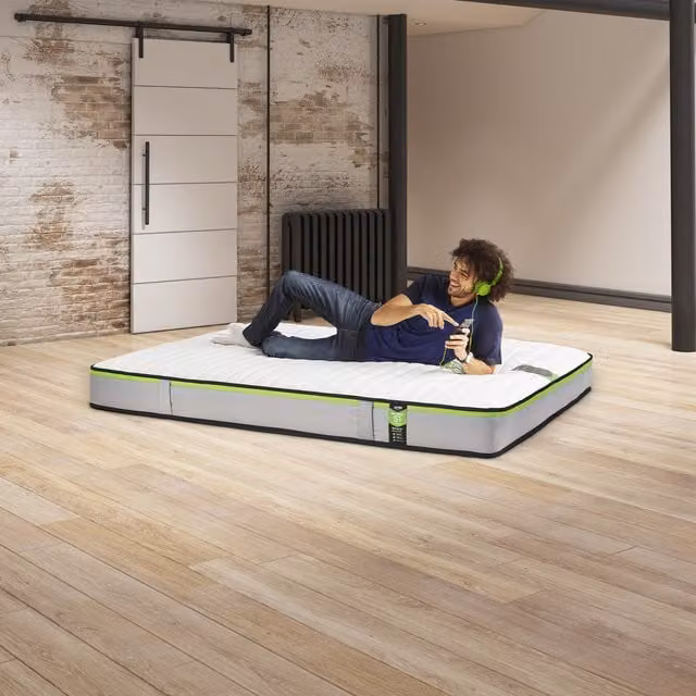 Jay-Be Benchmark S1 Comfort Sprung Bonell Spring Mattress, Green, W: 180 cm, D: 200 cm