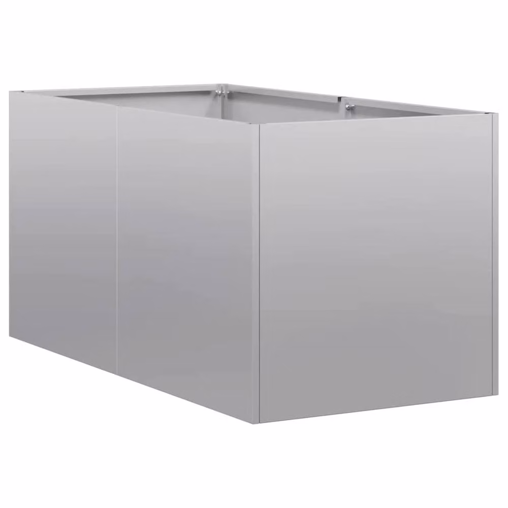 Berkfield Home Galvanised Steel Planter Tub in Silver, W/D/H: 80 x 40 x 40 cm – 2