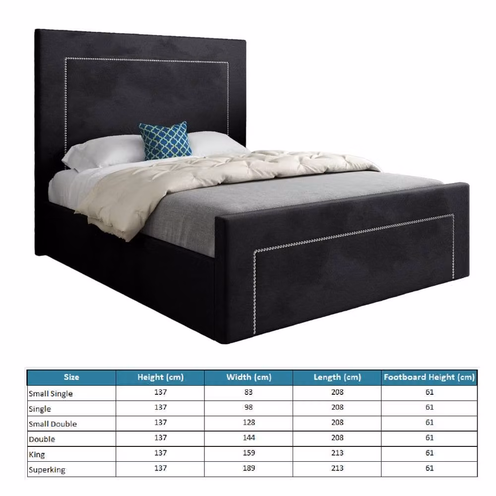 Casani Kensworth Small Single Upholstered Velvet Bed Frame in Black – 6