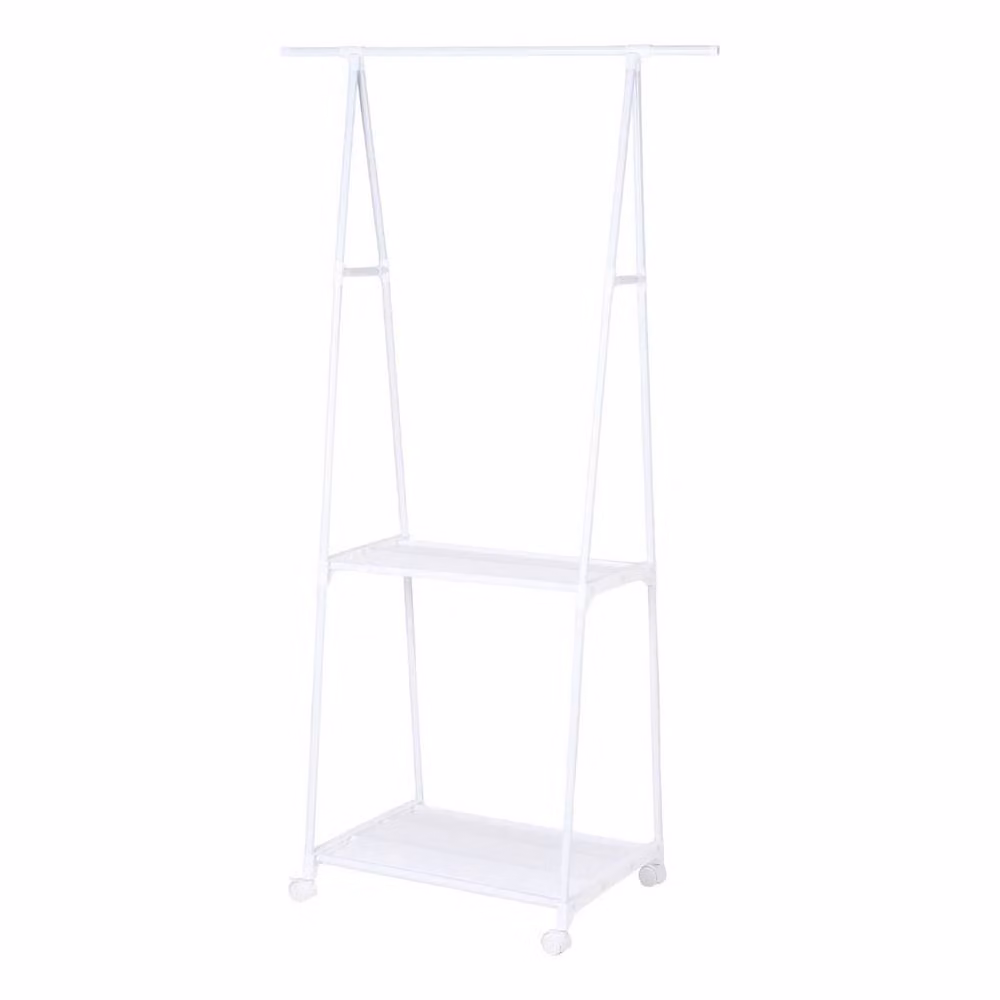 FORGEVIO White Mobile Clothes Rail with Glossy Metal Finish – 2