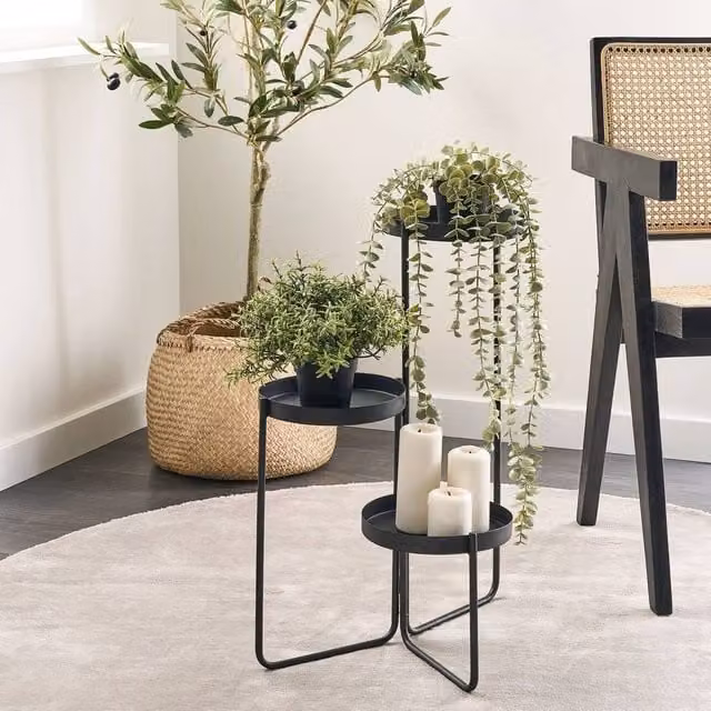 Wyld and Coco 3-Tier Black Metal Plant Stand, W/D/H: 21 x 42 x 60 cm – 1