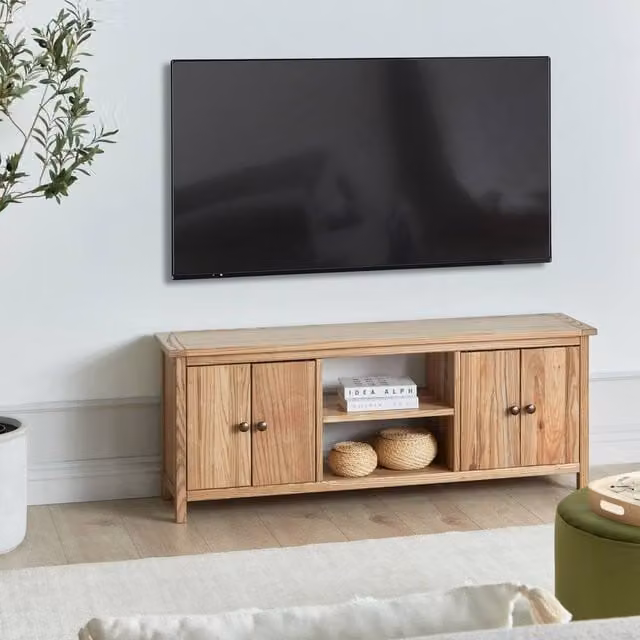 Wyld and Coco Sassafras Rustic TV Stand in Natural Light Brown – 1