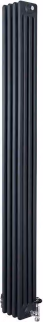 Monstershop Traditional 4 Column Steel Radiator and Valves, Anthracite Grey, H 180 cm x W 20 cm – 1
