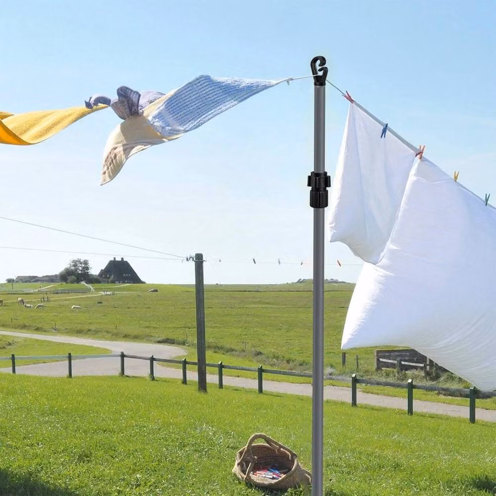 NESTLUNE Heavy Duty Clothes Washing Line Prop Pole in Grey, W/D/H: 100 x 15 cm – 2