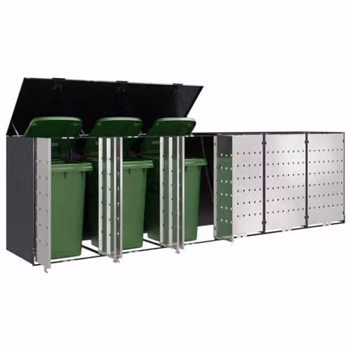 vidaXL Steel Wheelie Bin Storage for 6 Bins in Anthracite – 1