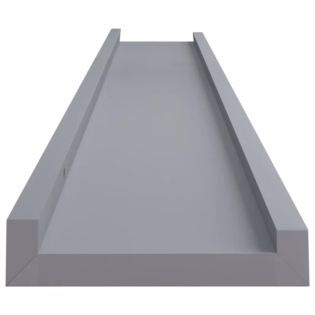Berkfield Home Picture Frame Ledge Shelves, 2 Pack, Grey MDF, W: 80 cm, D: 9 cm, H: 3 cm – 3