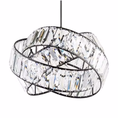Happy Homewares Modern Three Ring Matte Black Pendant Lighting Shade with Transparent Acrylic Prisms, W: 18 cm, H: 28 cm – 1